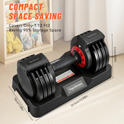 VigorBrawn 25lb Adjustable Dumbbell Set with Storage Case for Home Gym