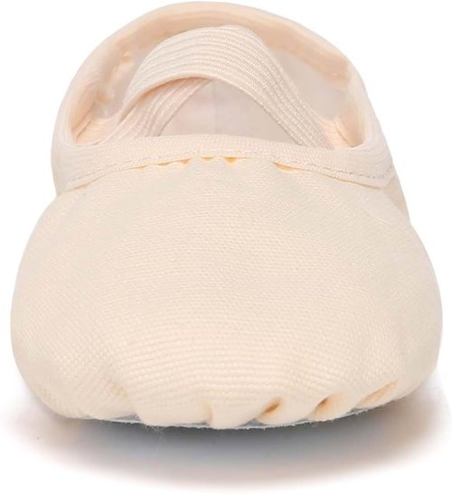 Danzcue Ballet Shoes for Girls - Soft Canvas & PU Leather Dance Slippers | Non-Slip Soles for Toddlers & Kids