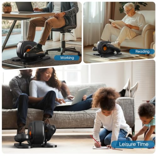 NEWBULIG Black Under Desk Elliptical Machine with Remote, 12 Speeds, Reverse & Forward