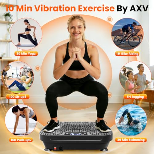 AXV BasicBlack Vibration Plate Exercise Machine Full Body Shaker for Weight Loss & Fitness