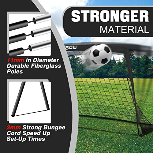 RUNBOW 9x5 FT Kids Soccer Goals Set - 2 Pack, Portable Backyard Soccer Nets with Carry Bag, Black