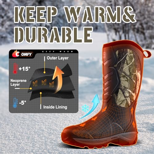 Men's Waterproof Insulated Rubber Hunting Boots - 8 / Next Camo