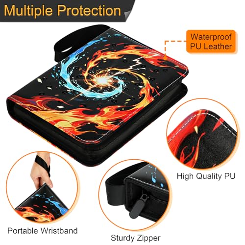 4 Pocket Card Binder for Trading Cards with 50 Removable Sleeves - Fits 400 Cards, Portable Zipper Album for Boys & Girls (4 Pocket)