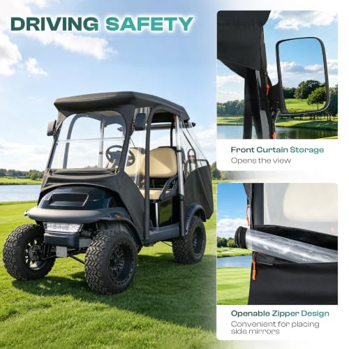 Golf Cart Enclosure for Club Car Precedent - Waterproof 4 Passenger Cover with Zippered Doors & Clear Windows