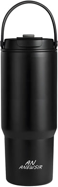 Skiennix Stainless Steel Water Bottle - 24 Oz Vacuum Insulated Tumbler with Straw | Keeps Drinks Cold for 12 Hrs, Iced for 24 Hrs (Black)