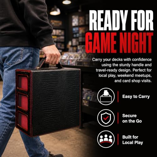 9-in-1 MTG Deck Box with 8 Removable Commander Deck Cases - Black Red
