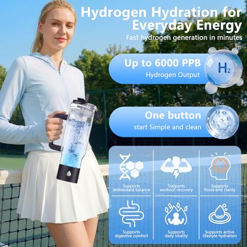 Black Hydrogen Water Bottle 26oz with Detachable Base and Dual Usage
