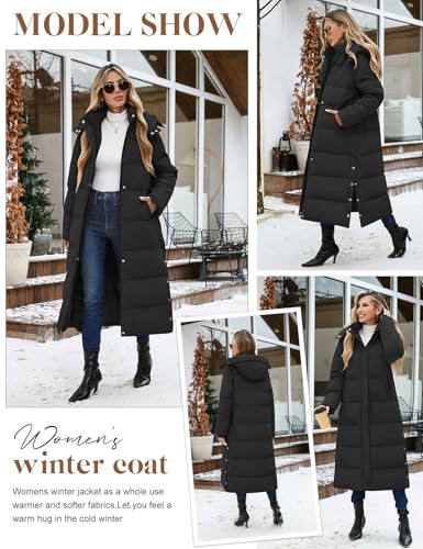 UMIPUBO Women's 3X-Large Black Long Maxi Down Coat Winter Puffer Jacket