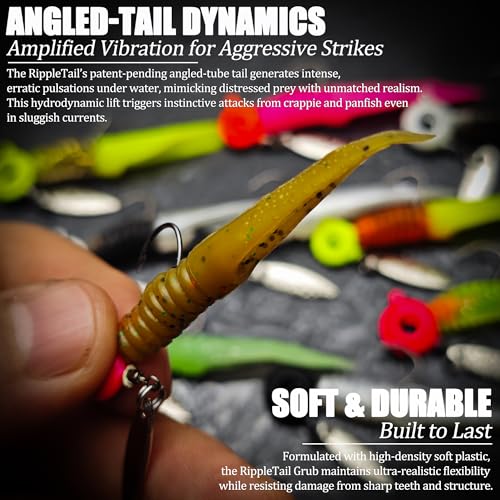 80 Pcs Crappie Jig Heads with Spinner & Ripple Tail Grubs - Scent Holder
