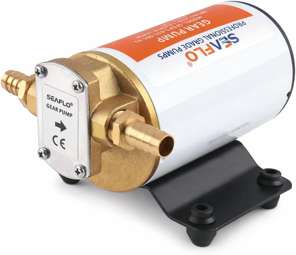 SEAFLO 12V Self-Priming Gear Pump - 3.2 GPM Diesel Fuel Transfer with Reversible Flow & Copper Impeller