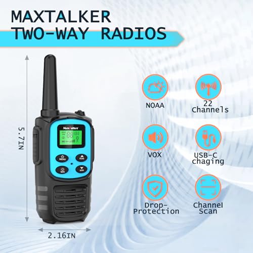 Rechargeable Long Range Walkie Talkies 22 Channels - Colorful 6 Pack
