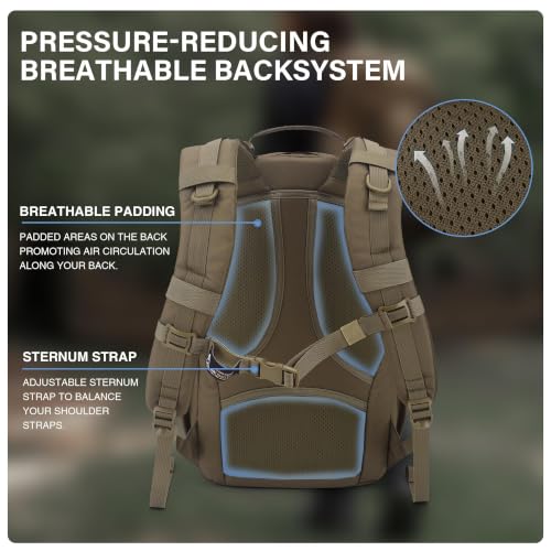 Small Military Tactical Backpack 18L with Molle for Hiking Travel Camping - Khaki