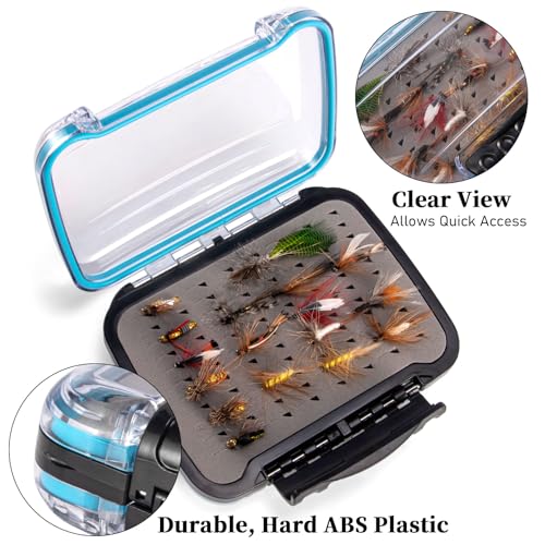 Dr.Fish Waterproof Fly Fishing Box 5X3.9X1.4 Inches Double Sided Storage Case