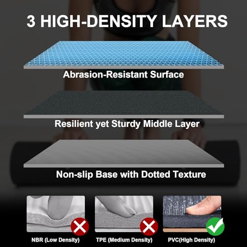 Anngrowy Black 6'x4' Heavy Duty Exercise Yoga Mat for Home Gym & Workout
