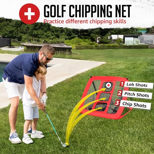 Golf Practice Net 10x7 ft with Chipping Net & Accessories for Backyard Training