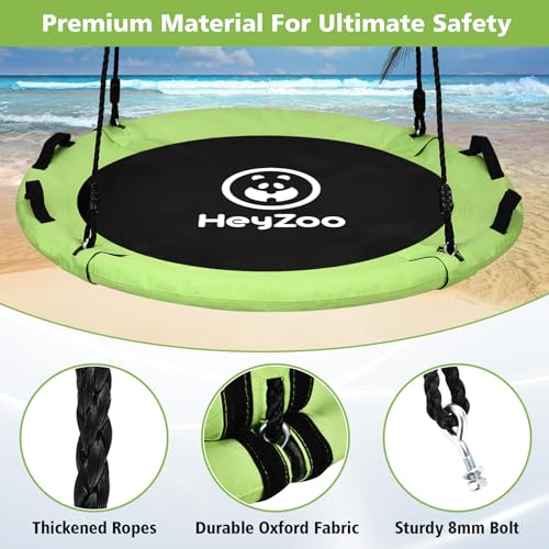HeyZoo 48 Inch Green Tree Swing - Large Saucer Flying Swing for Family, 900lbs Capacity, Adjustable Straps