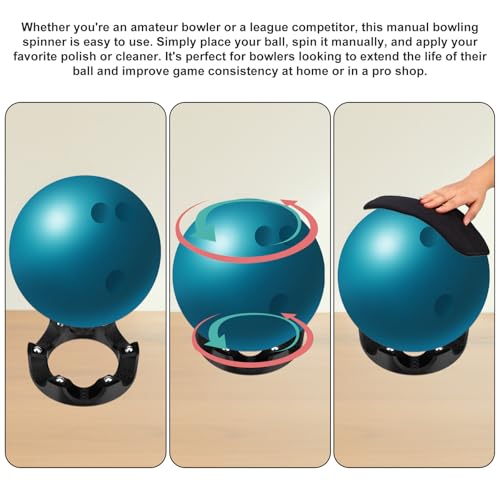 Bowling Ball Rotating Display Stand with Cleaning Cloth & Shammy Pad
