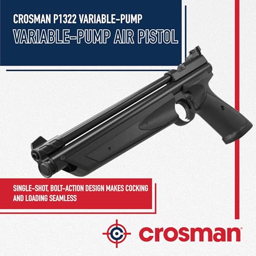 Crosman .22 Caliber Pellet Pistol - Black, Bolt-Action, Up to 460 FPS