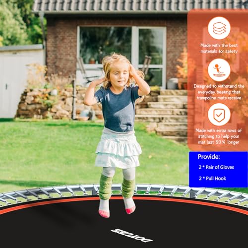 Doyuee 12.56ft Diameter Replacement Trampoline Mat for 14ft Frame with 72 Rings, Fits 5.3-5.7 Inch Springs (Excludes Springs & Frame)