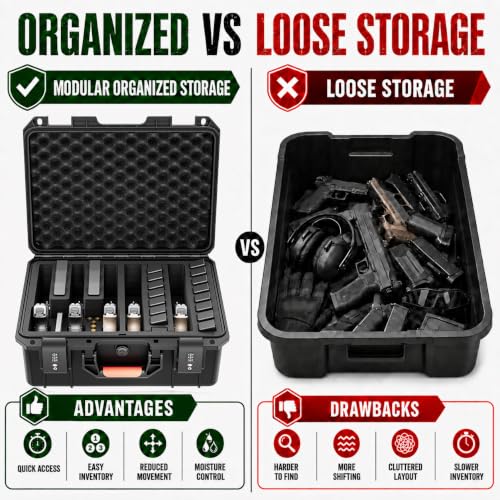 Ink Black Kinghardcase Pistol Gun Case for Handguns & Magazines, Waterproof, Shockproof, TSA Lock