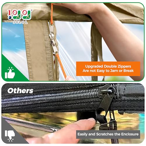 10L0L Khaki Waterproof 2-Passenger Golf Cart Enclosure for EZGO & Club Car