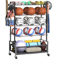 SOYEEZE 5-Tier Sports Equipment Organizer Ball Storage Rack with Hooks