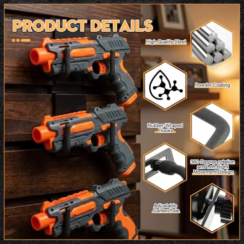 Yaocom 10 Pcs Slotted Panel Wall Mount Pistol Holders - Adjustable Gun Display Kit
