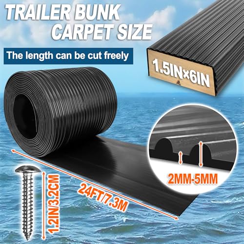 Desunqin Waterproof Boat Trailer Bunk Wrap Kit 1.5 x 6 in x 24 ft with Screws & Straps