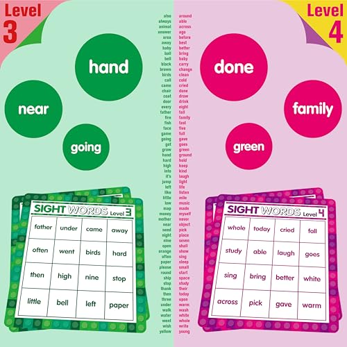Sight Word Bingo Game Level 3-4 with 120 Words for Kids Learning to Read