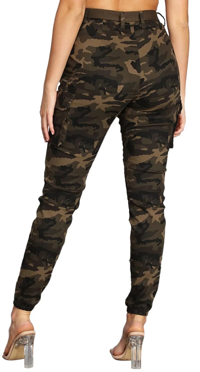 Camo Pants Womens Joggers Hiking Cargo Pants with Pockets Slim Camouflage Outdoor Lounge Sweatpants Athletic Works Pants