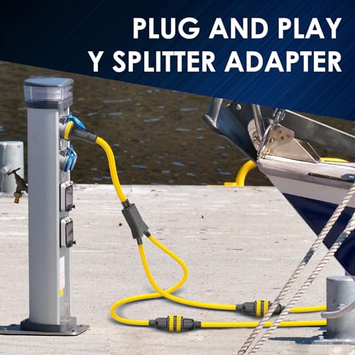 50 Amp to 30 Amp Marine Shore Power Adapter - Dual 30A Outlets, Heavy Duty RV Cord