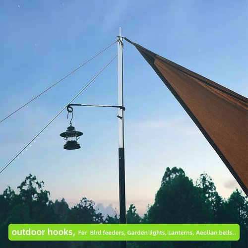 Kuyafenni Camping Lantern Hooks, Outdoor Lighting Hooks for Camping Tent lamp Hanger, Bird feeders, Garden Lights, Lanterns, trinkets ; Sturdy Pole Hook for Tent Light, 3 pcs (Large & Long)