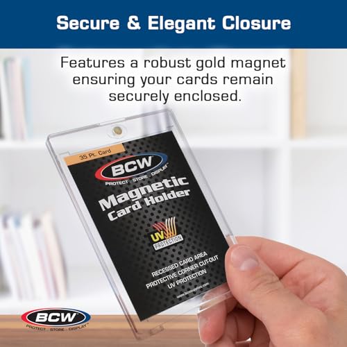 BCW Magnetic Card Holders with UV Protection - 35pt Trading Card Sleeves, 40 Count