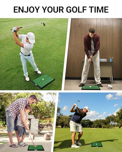 Golf Hitting Mat with Swing Path Feedback – Indoor/Outdoor Practice Trainer – Gift for Golfers