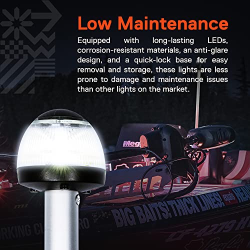 Adjustable 34-60 Inch White Anchor LED Marine Boat Navigation Light - USCG Approved