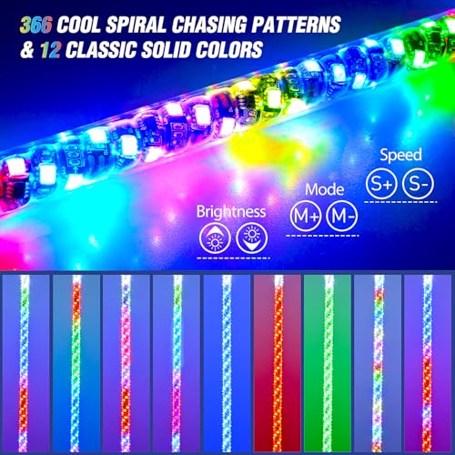 Nilight 3FT Spiral Boat Navigation Light RGB White LED Watercraft Safety Light