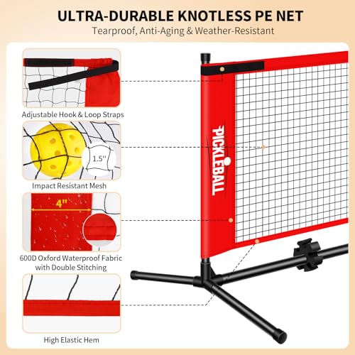 PUULIVEE Portable Pickleball Net Set with 5ft & 10ft Sizes, Durable Outdoor Design