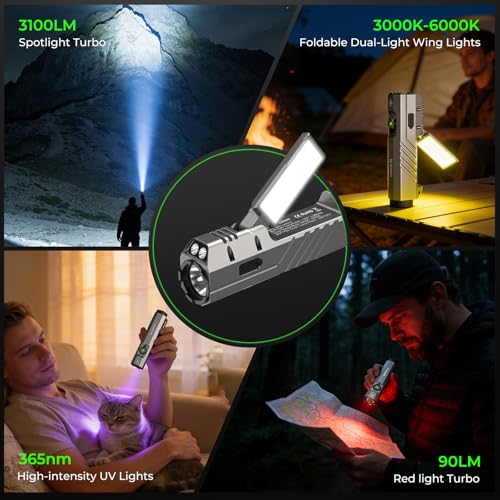 Wurkkos HD05 Flat EDC Flashlight Black 6000K, 3100 Lumens Rechargeable Outdoor Light