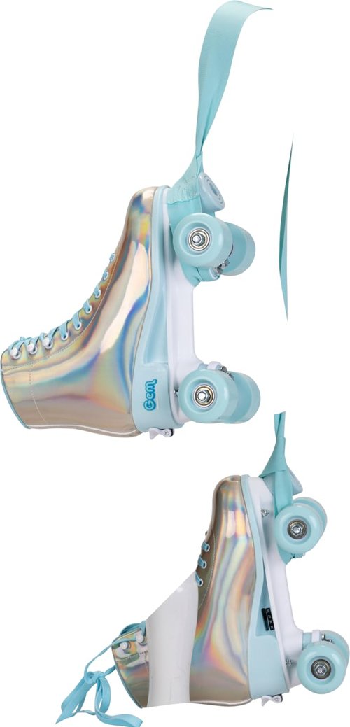GEM QUAD ROLLER SKATES - Holographic Blue, Size 7-10