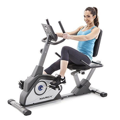 Marcy Grey Magnetic Recumbent Exercise Bike with 8 Resistance Levels