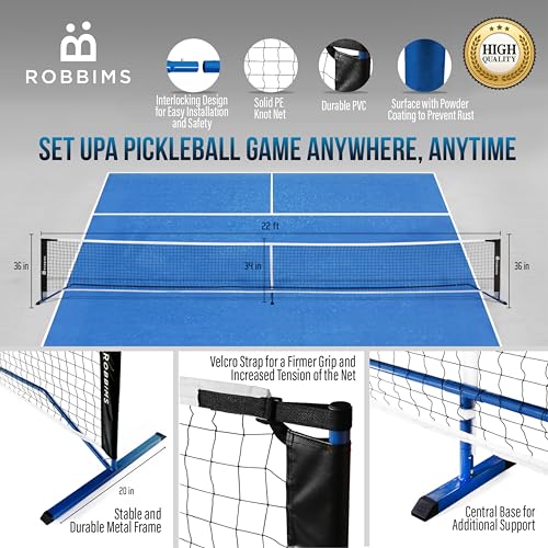 Pickleball Set with Net and Paddles - 4 USA Approved Carbon Fiber Paddles, Portable Regulation Net & Outdoor Balls