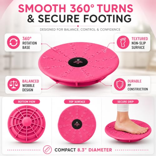 Pink Cheer Flyer Balance Board & Leg Stretching Strap Set for Flexibility & Stability