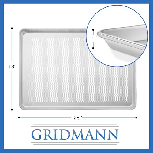 GRIDMANN 18x26 Commercial Perforated Aluminum Baking Sheet Pan Set of 6 - Full Size