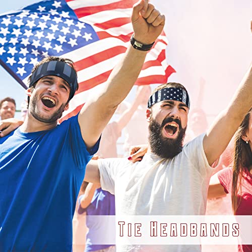 8-Pack American Flag Headbands, Adjustable Tie Sports Hair Wraps