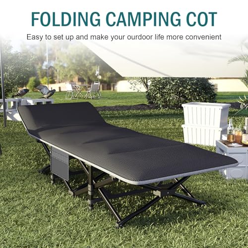 Heavy-Duty Folding Camping Cot with Removable Cushion for Adults