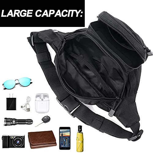 Meprona Tactical Fanny Pack 1 Pack Black Military Waist Bag Outdoor Utility
