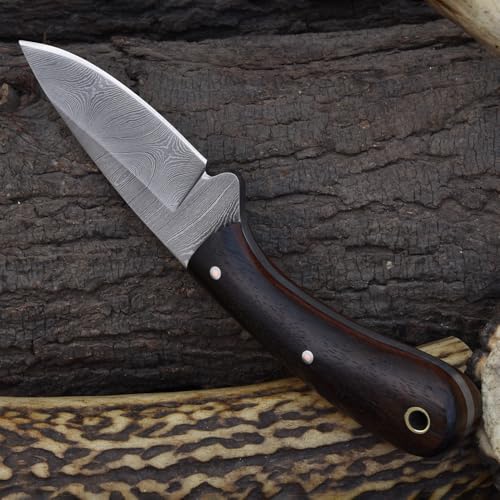 Fixed Blade Utility Knife with Rosewood Handle & Sheath – Hunting & EDC Knife