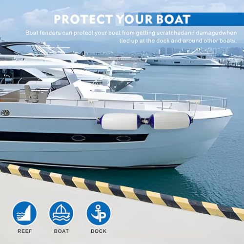 YLVERX 6.5x23 inch Heavy Duty Saltwater-Resistant Rubber Boat Fenders with Ropes – Docking & Yacht Protection