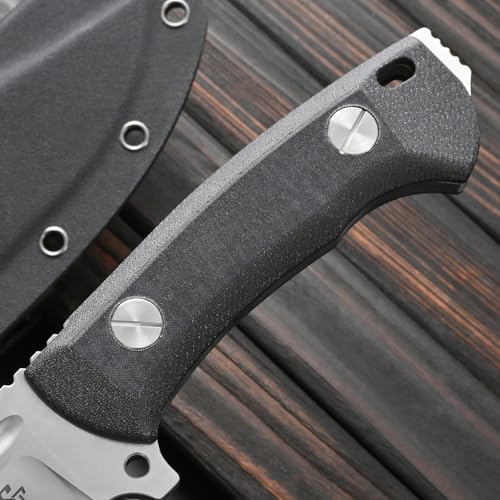 Fixed Blade Knife 8mm Thick N690 Steel Full Tang G10 Handle Camping Bushcraft Silver