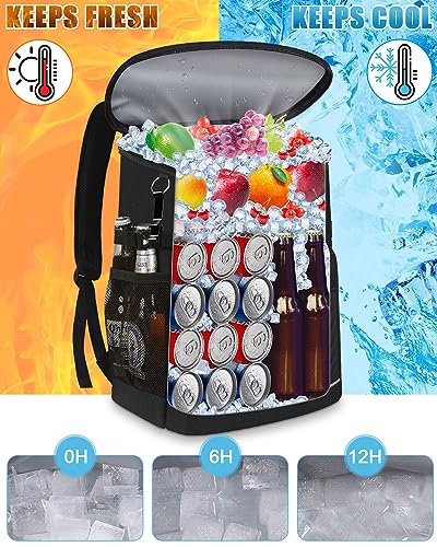 Capolo 30 Cans Insulated Leakproof Waterproof Cooler Backpack Black - Large Capacity